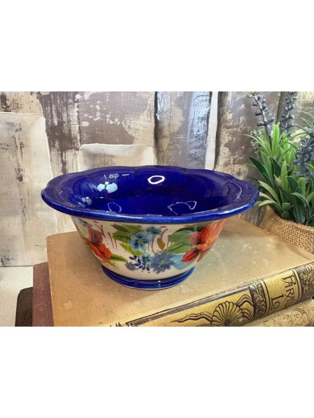Pioneer Woman Ceramic Nesting Measuring Prep Bowls Cups 4 piece Floral